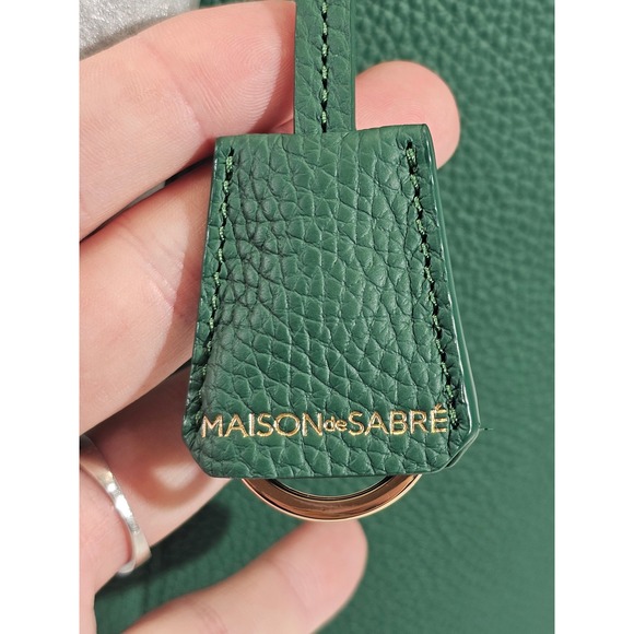 Maison de Sabre Large Leather Weekender Bag Emerald Green Duffel Tote Carry On - Picture 6 of 17